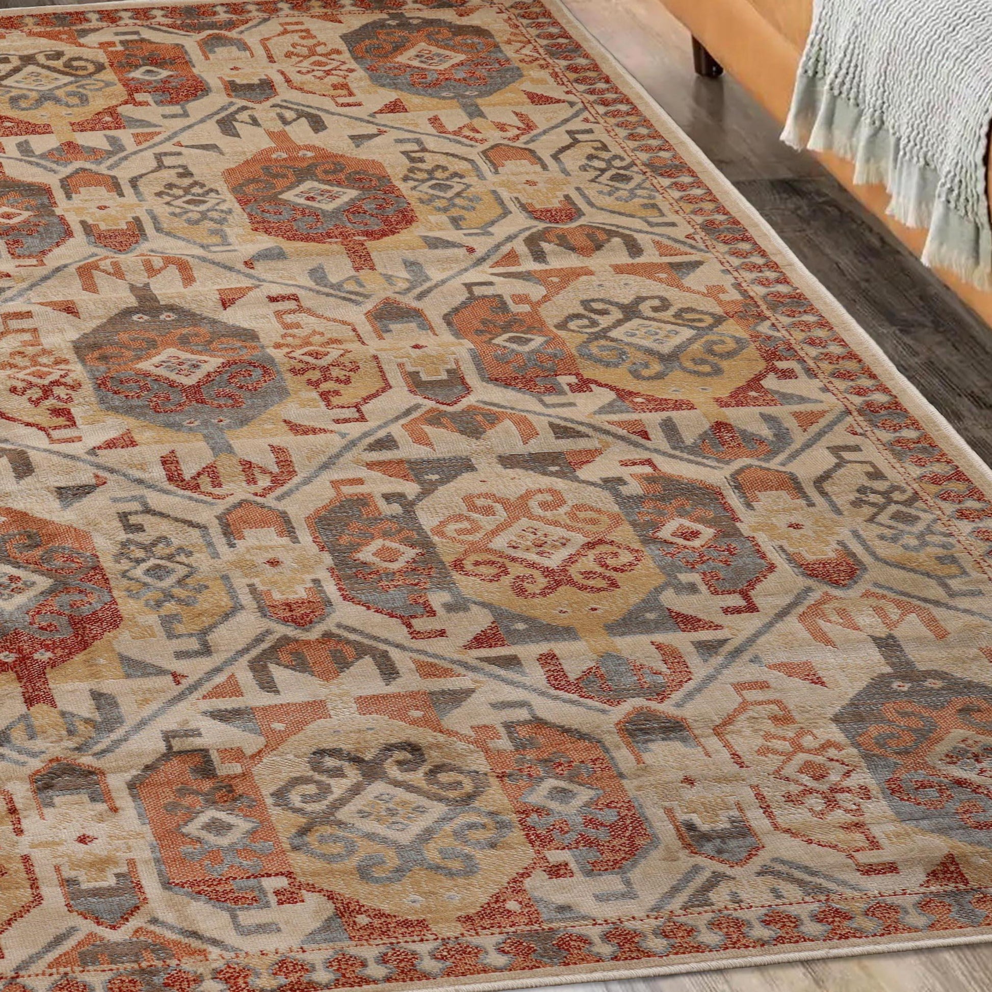 Superior Zuleyka Aztec Southwestern Indoor Area Rug or Runner Rug Or Door Mat  - Rust