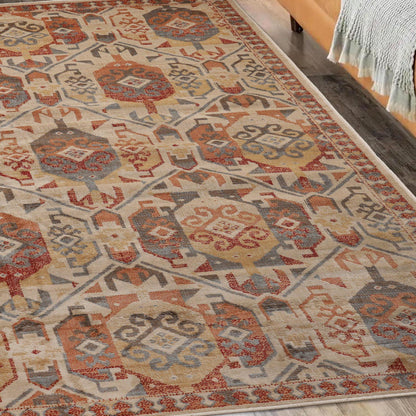 Superior Zuleyka Aztec Southwestern Indoor Area Rug or Runner Rug Or Door Mat  - Rust