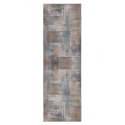 Ara Brushed Patchwork Non-Slip Washable Indoor Area Rug or Runner