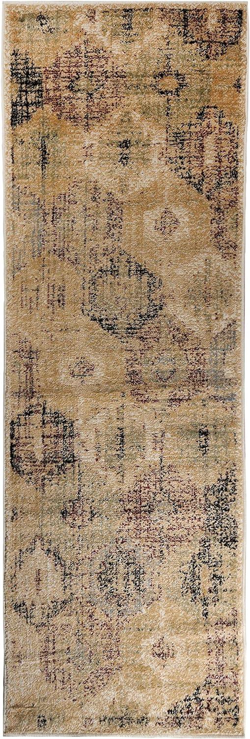 Arabella Heavily Distressed Retro Geometric Area Rug or Runner