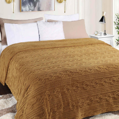 Arctic Boho Knit Jacquard Fleece Plush Medium Weight Fluffy Blanket