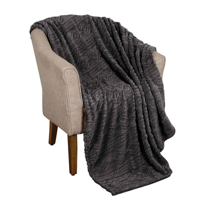 Arctic Boho Knit Jacquard Fleece Plush Medium Weight Fluffy Blanket