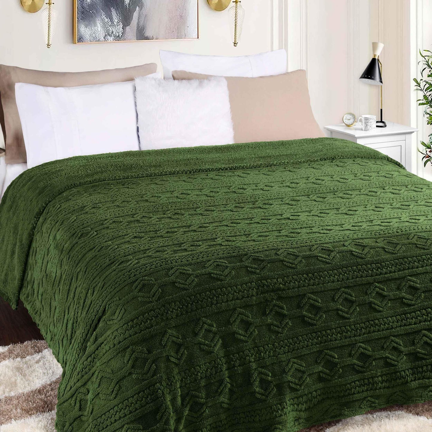 Arctic Boho Knit Jacquard Fleece Plush Medium Weight Fluffy Blanket