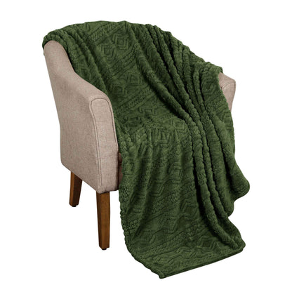 Arctic Boho Knit Jacquard Fleece Plush Medium Weight Fluffy Blanket
