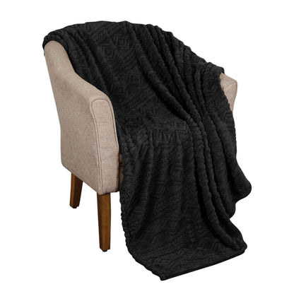 Arctic Boho Knit Jacquard Fleece Plush Medium Weight Fluffy Blanket