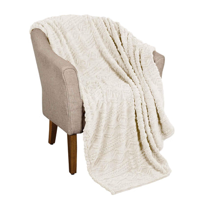 Arctic Boho Knit Jacquard Fleece Plush Medium Weight Fluffy Blanket