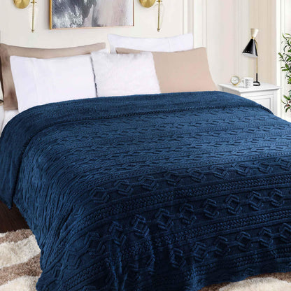 Arctic Boho Knit Jacquard Fleece Plush Medium Weight Fluffy Blanket