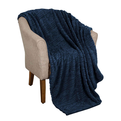 Arctic Boho Knit Jacquard Fleece Plush Medium Weight Fluffy Blanket