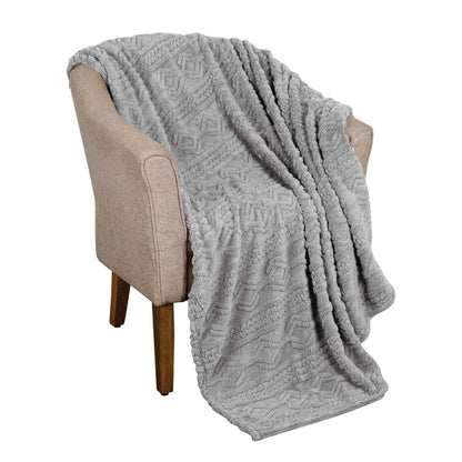 Arctic Boho Knit Jacquard Fleece Plush Medium Weight Fluffy Blanket
