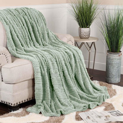 Arctic Boho Knit Jacquard Fleece Plush Medium Weight Fluffy Blanket