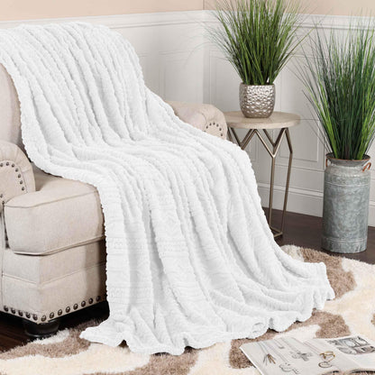 Arctic Boho Knit Jacquard Fleece Plush Medium Weight Fluffy Blanket