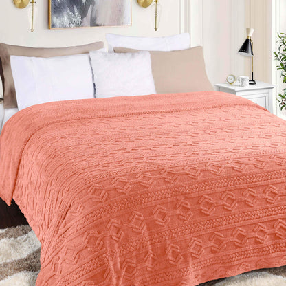 Arctic Boho Knit Jacquard Fleece Plush Medium Weight Fluffy Blanket