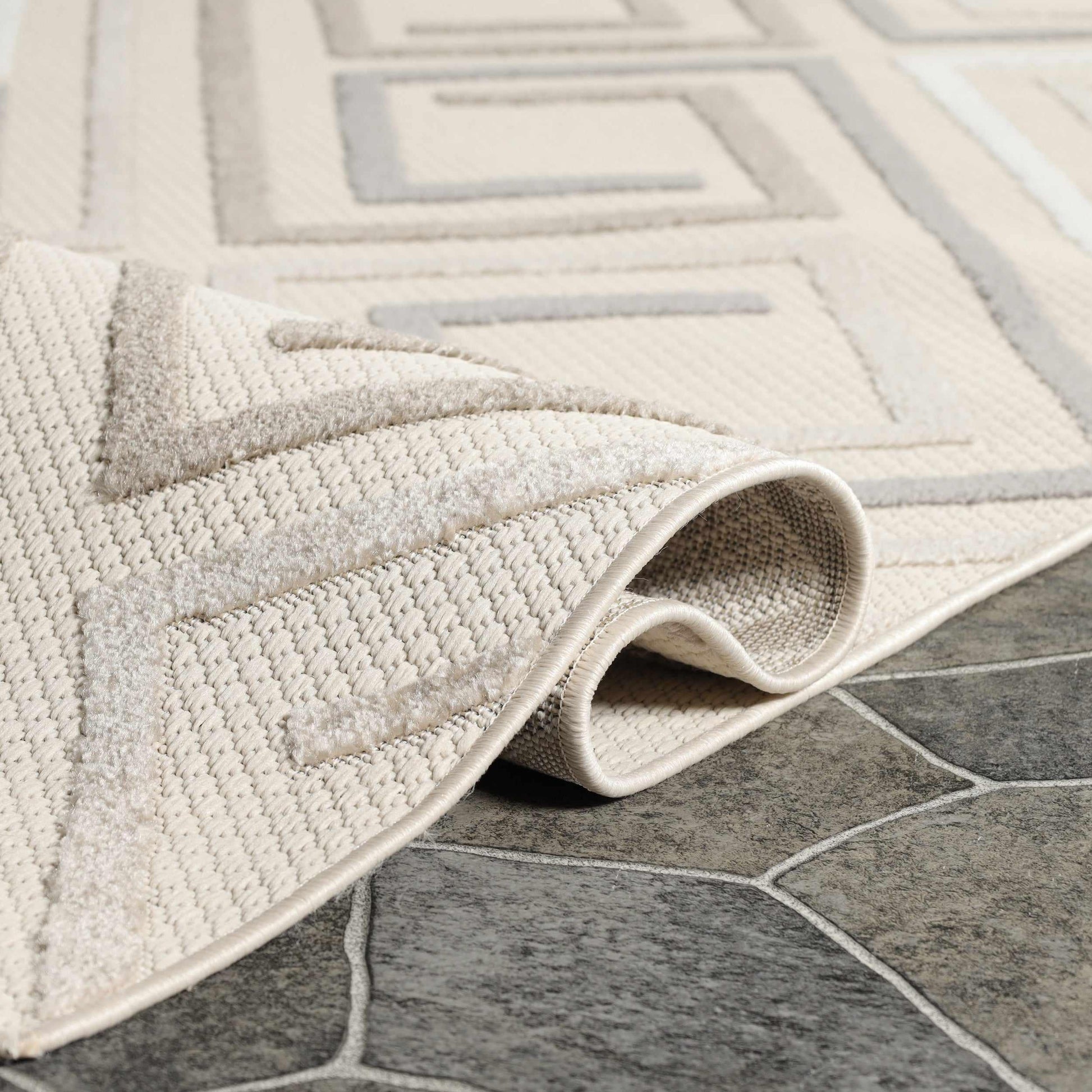 Superior Area Rug Indoor Outdoor Geometric Modern Rug - Slate