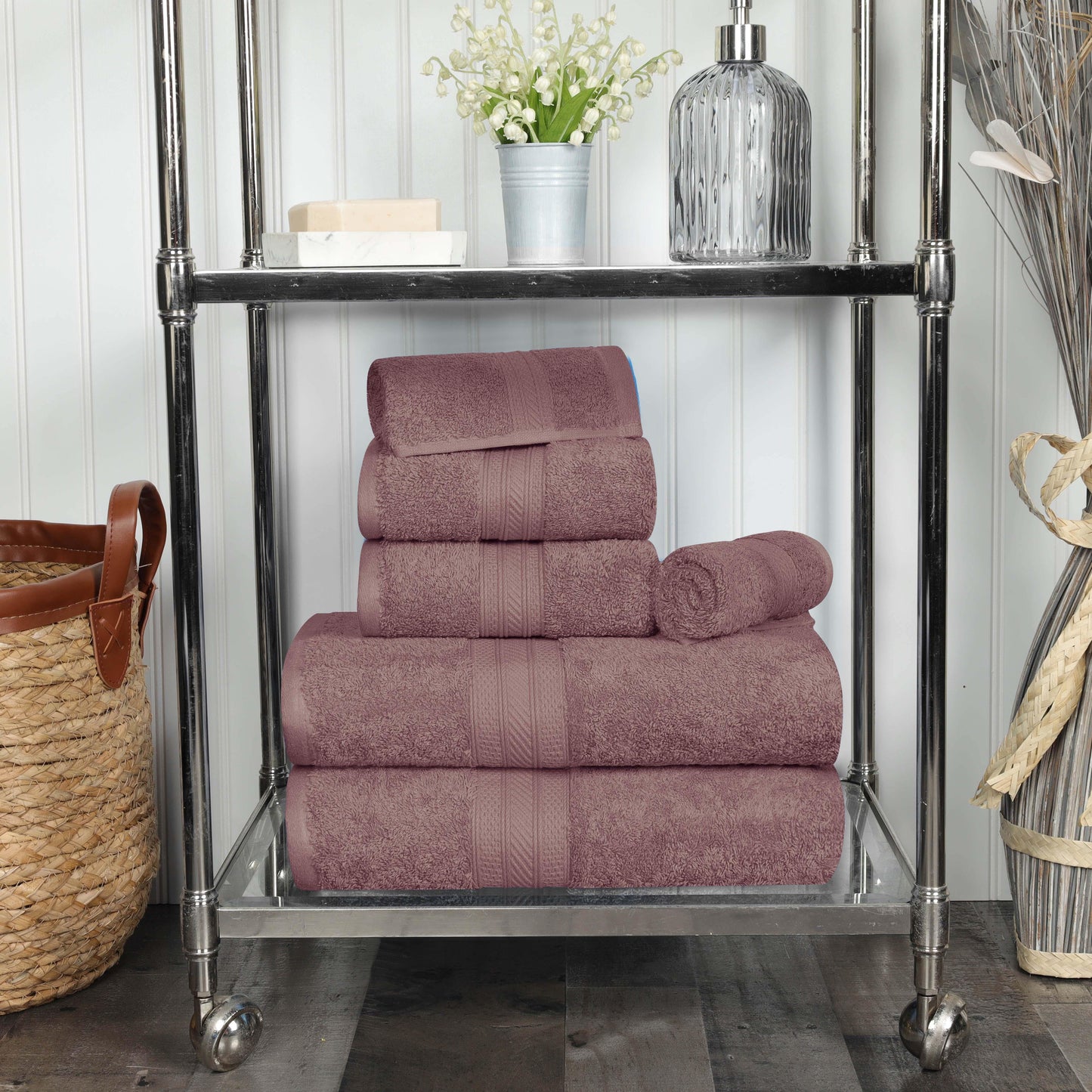 Cotton Heavyweight Absorbent Plush 6 Piece Towel Set