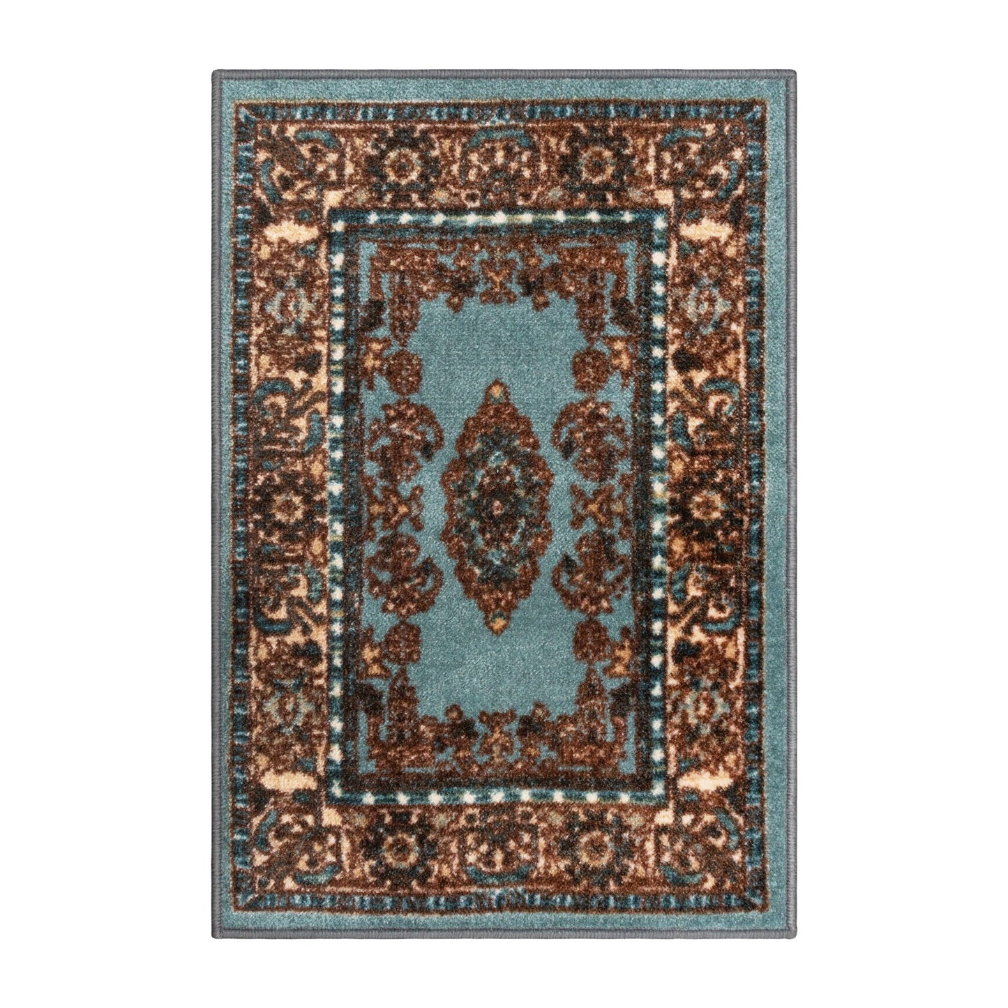 Aviva Non-Slip Floral Medallion Indoor Washable Area Rug or Runner Rug