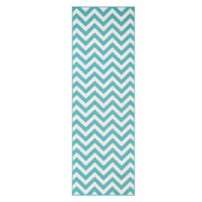  Coastal Herringbone Chevron Indoor Outdoor Area Rug