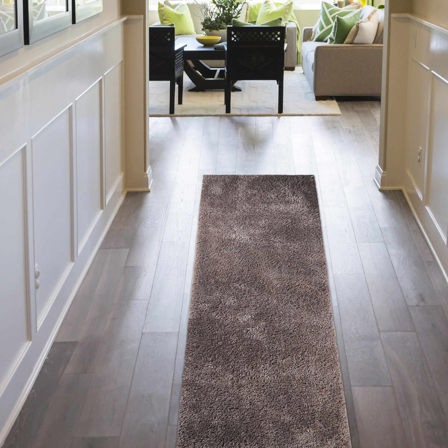  Superior Solid Indoor Plush Shag Area Rug Or Runner Or Round Rug - Silver