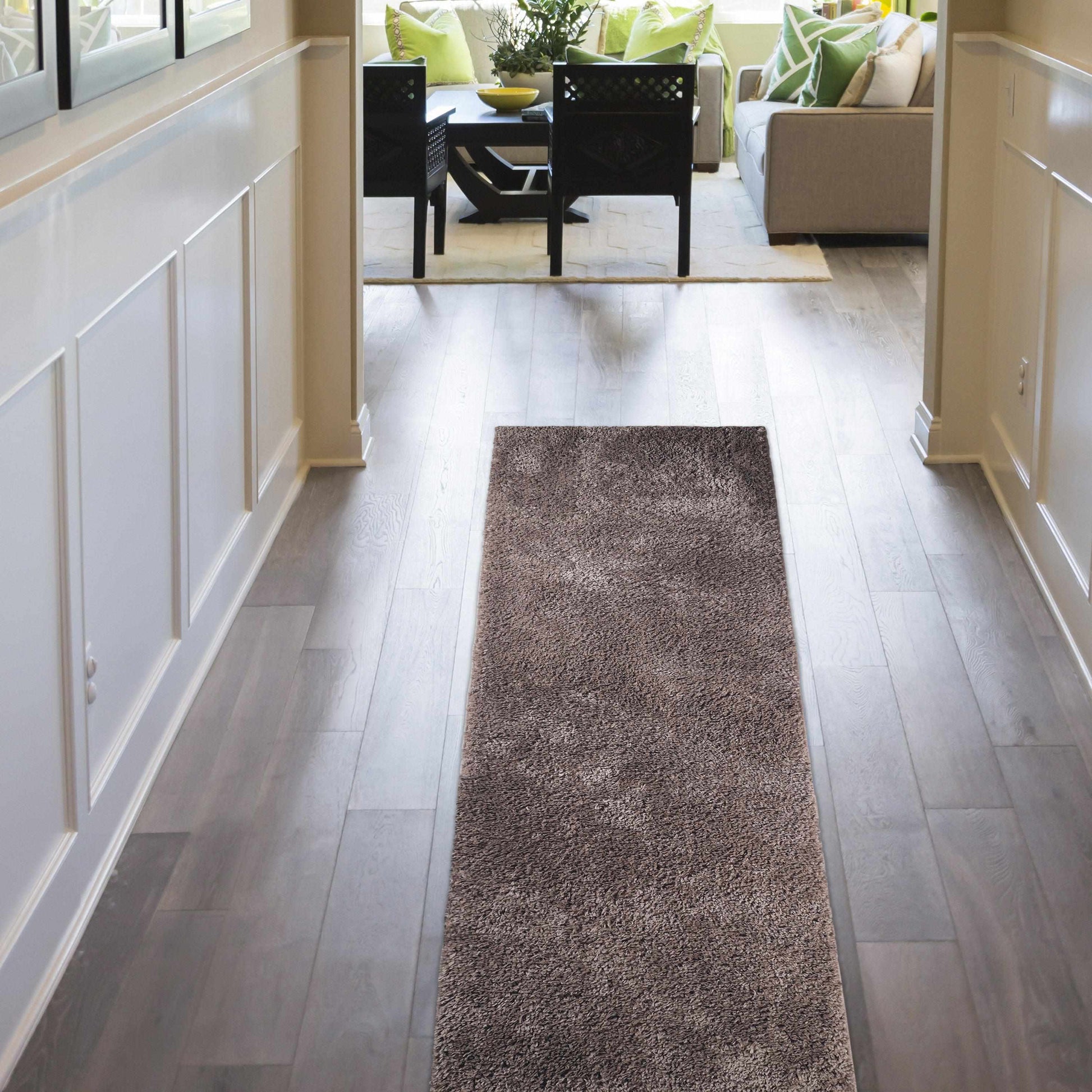  Superior Solid Indoor Plush Shag Area Rug Or Runner Or Round Rug - Silver