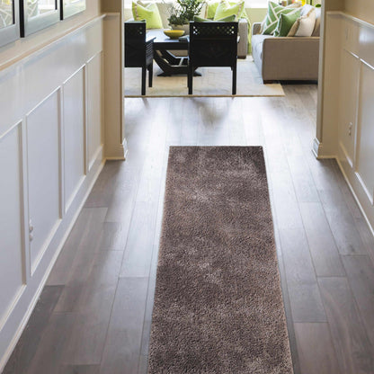  Superior Solid Indoor Plush Shag Area Rug Or Runner Or Round Rug - Silver