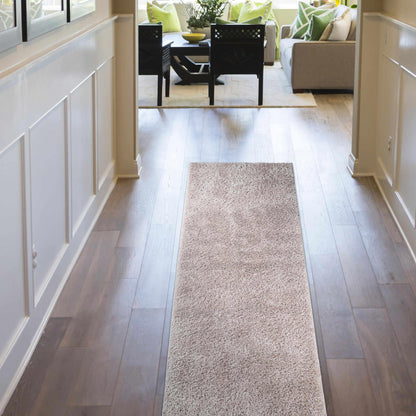 Superior Solid Indoor Plush Shag Area Rug Or Runner Or Round Rug - Taupe