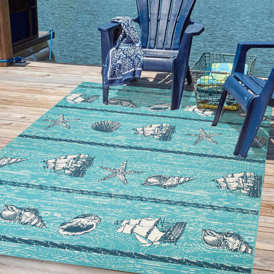 Superior Nautical Seaside Coastal Indoor Outdoor Area Rug 