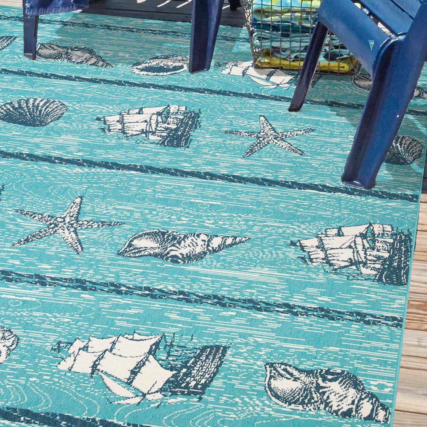 Superior Nautical Seaside Coastal Indoor Outdoor Area Rug 