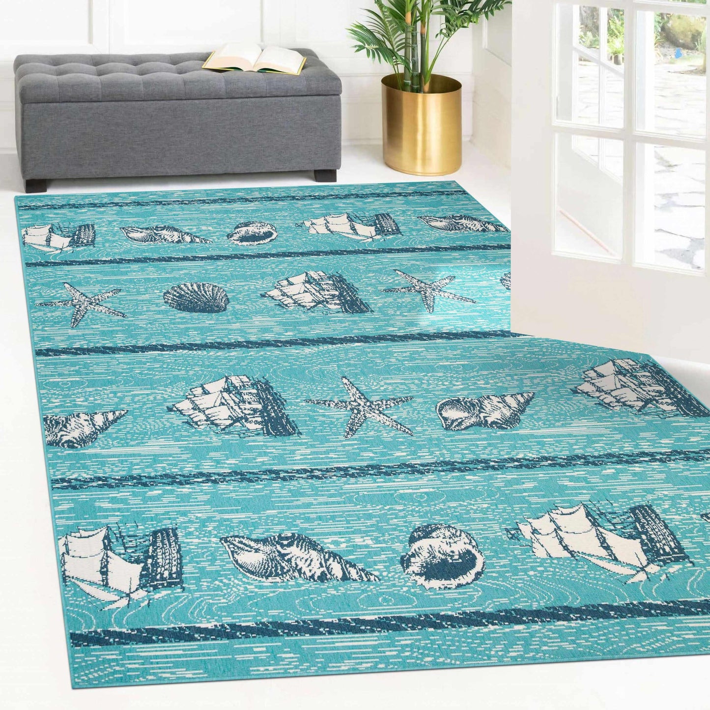 Superior Nautical Seaside Coastal Indoor Outdoor Area Rug 