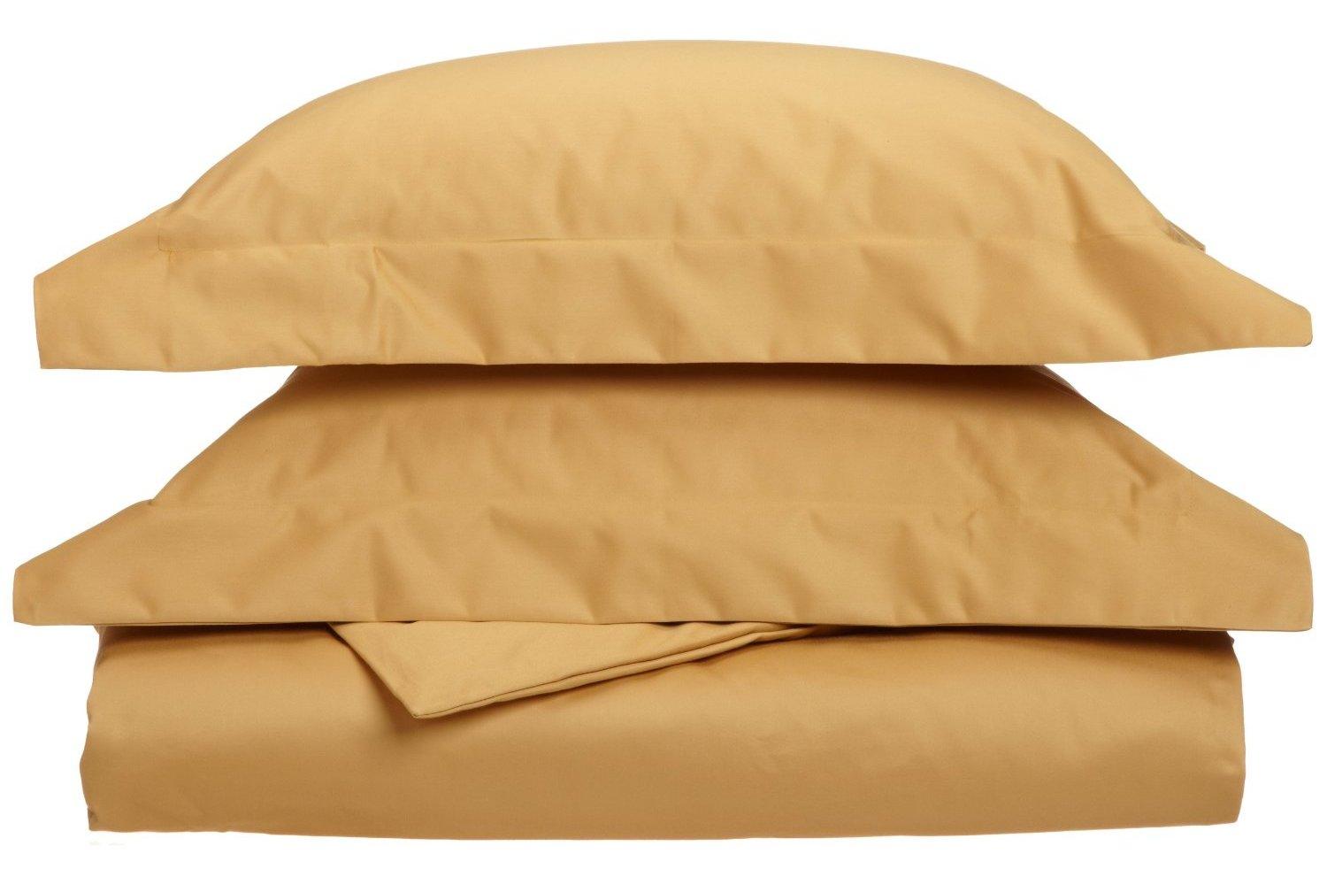 Superior Cotton Blend Solid 3 Piece Heavyweight Duvet Cover Set - Gold