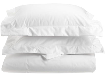 Superior Cotton Blend Solid 3 Piece Heavyweight Duvet Cover Set - White