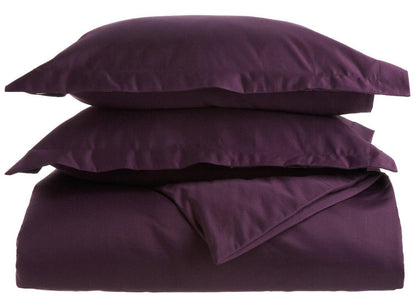 Superior Solid 1500-Thread Count Ultra-Soft Cotton Marrow Stitch Duvet Cover Set - Plum