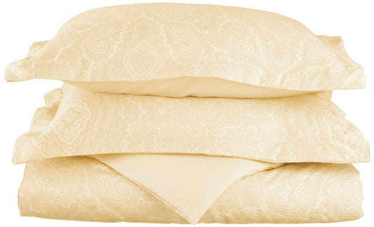  Superior Italian Paisley Cotton Blend Duvet Cover Set - Ivory