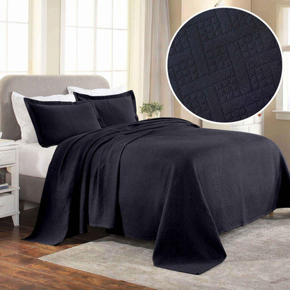 Basket Weave Matelasse Cotton Bedspread Set