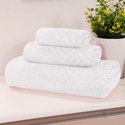 Basketweave Egyptian Cotton Jacquard 3 Piece Assorted Towel Set