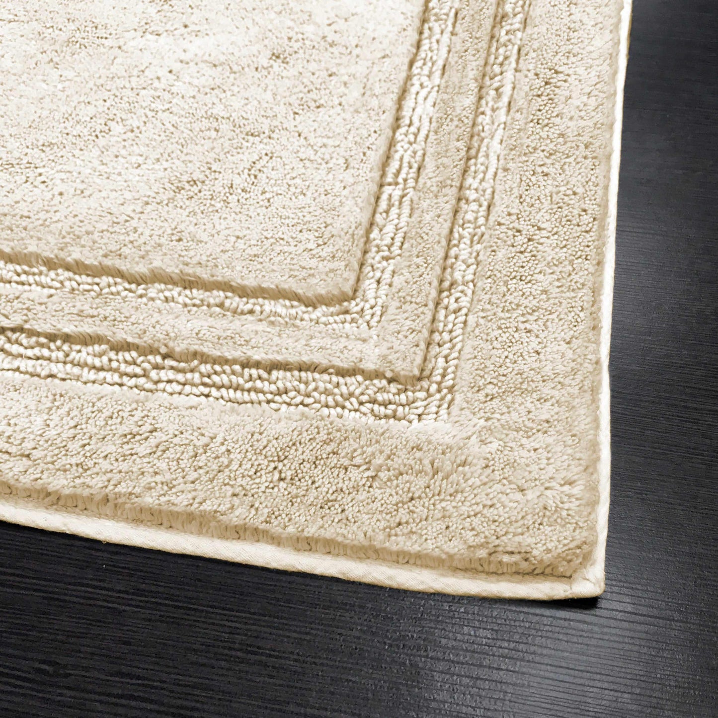 Non-Slip Absorbent Assorted Solid 2-Piece Bath Rug Set - Cream