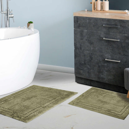 Non-Slip Absorbent Assorted Solid 2-Piece Bath Rug Set - Forest Green