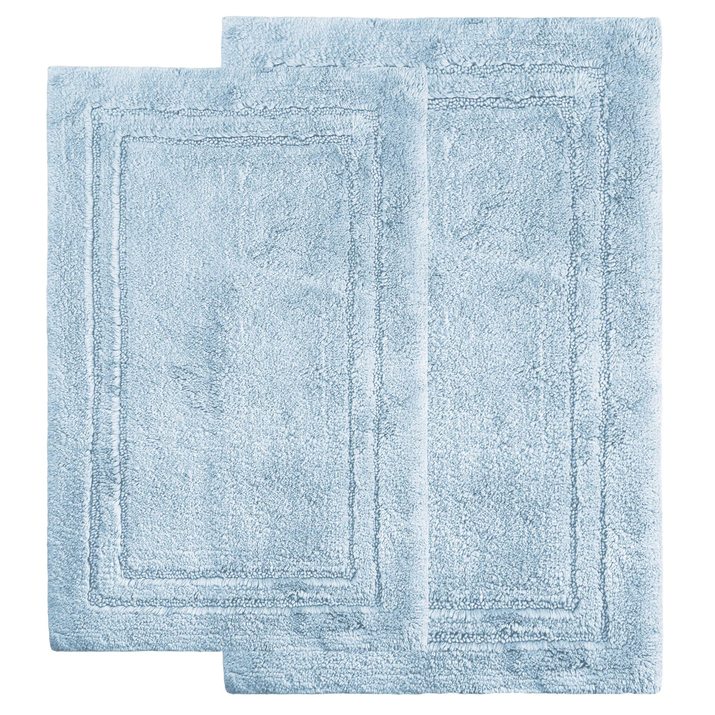 Non-Slip Absorbent Assorted Solid 2-Piece Bath Rug Set - Light Blue