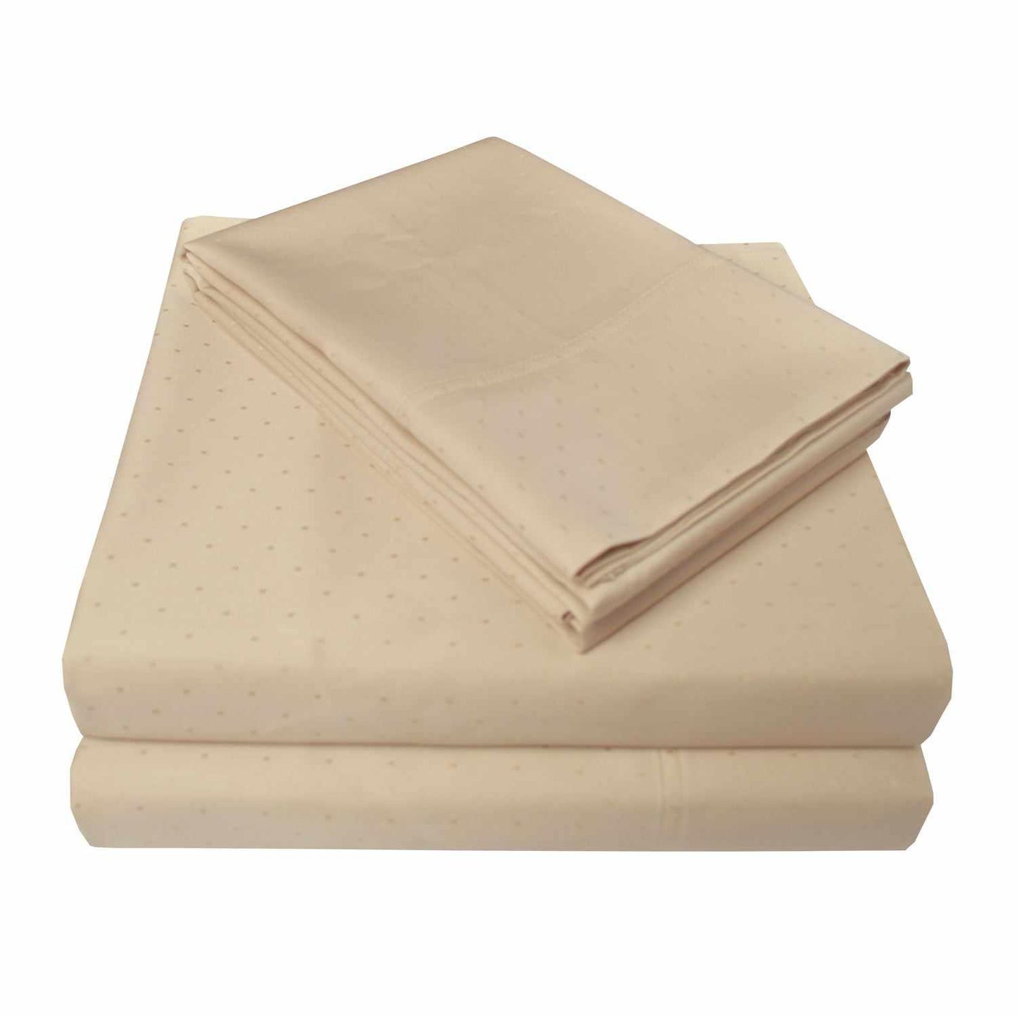 Superior 400-Thread Count 100% Egyptian Cotton Swiss Dot Deep Pocket Sheet Set - Beige 