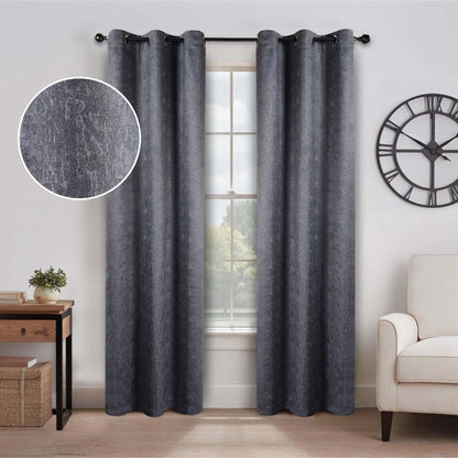 Blackout Senna Solid Textured Grommet Curtain Panels Set of 2