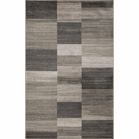 Blair wood Modern Patchwork Geometric Silver Area Rug