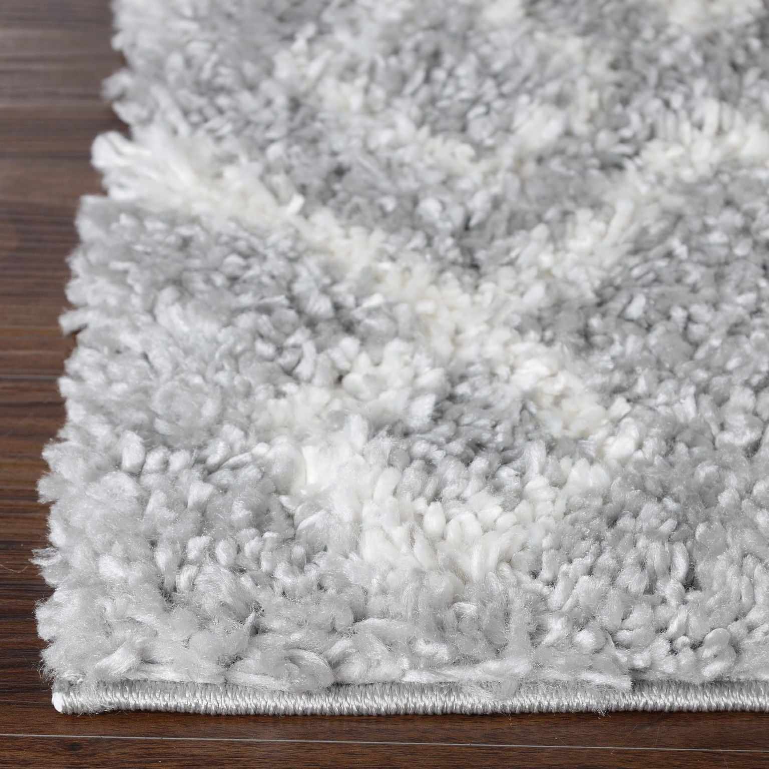  Superior Boho Geometric Diamonds Indoor Plush Shag Area Rug - Cream-Grey