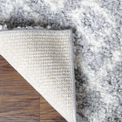  Superior Boho Geometric Diamonds Indoor Plush Shag Area Rug - Cream-Grey