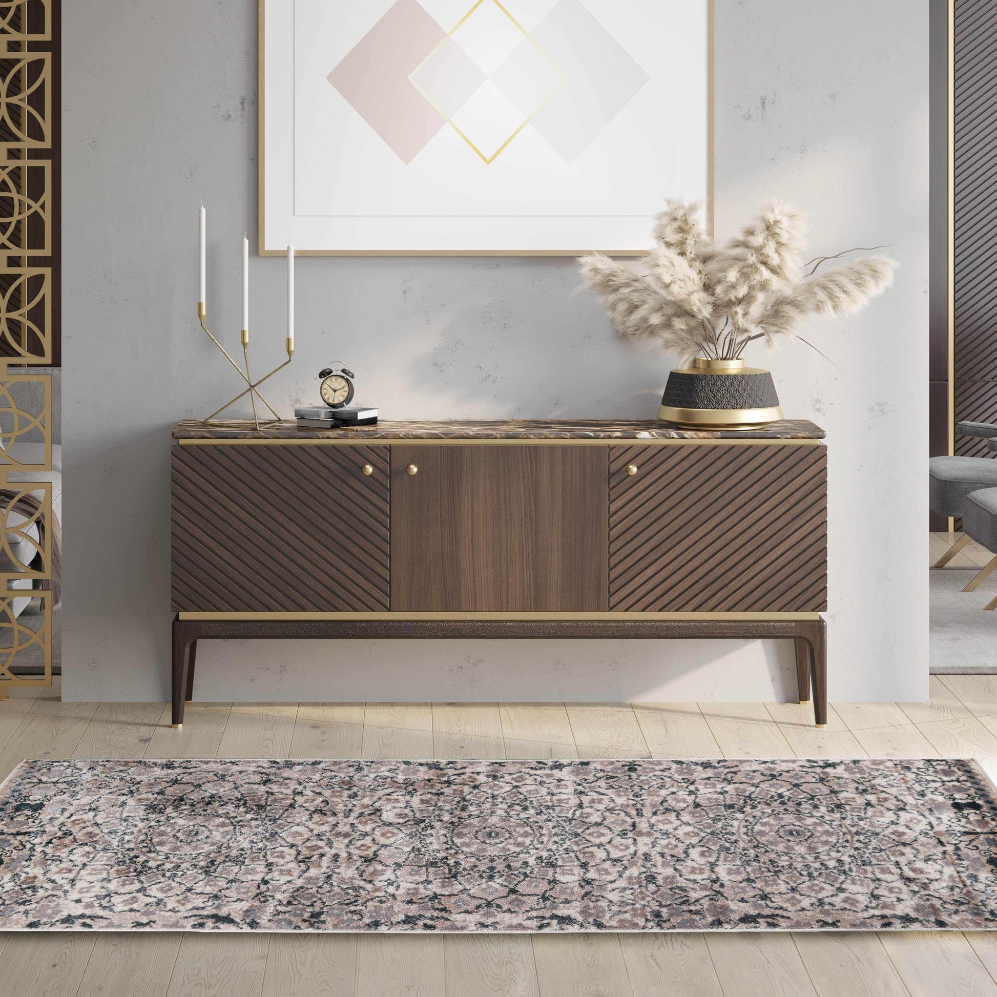 Superior Galilee Vintage Bohemian Floral Mandala Area Rug - Nightful Blue