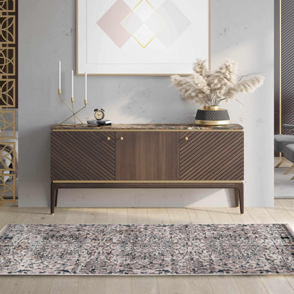 Superior Galilee Vintage Bohemian Floral Mandala Area Rug - Nightful Blue