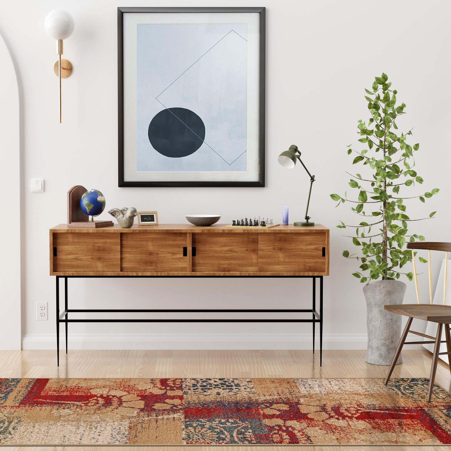 Superior Patchwork Transitional Geometric Floral Medallion Indoor Area or Runner Rug - Multi-Color