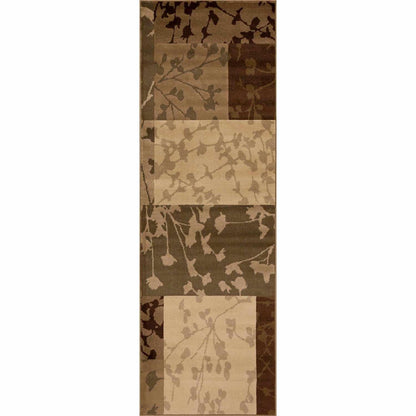Phlox Botanical Square Geometric Indoor Area Rug or Runner Rug - Beige