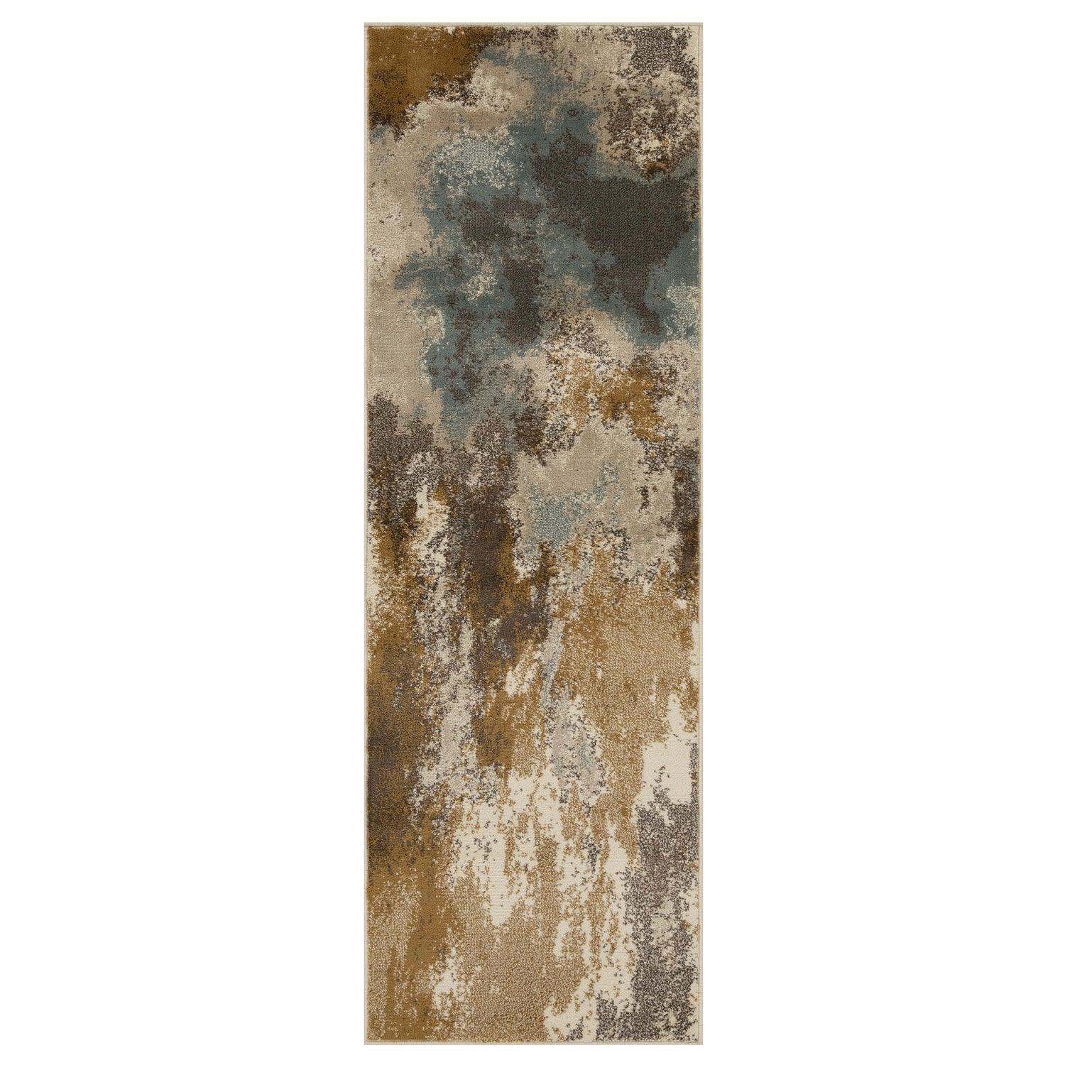 Eclectic Multi-Tone Abstract Rug or Runner - Camel