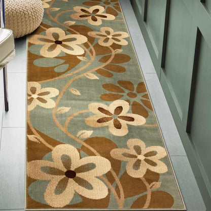 Rosette Medallion Geometric Power-Loomed Indoor Area Rug or Runner - Slate