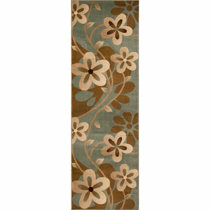 Rosette Medallion Geometric Power-Loomed Indoor Area Rug or Runner - Slate