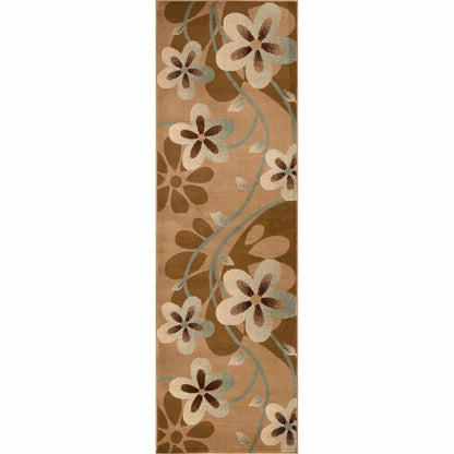 Rosette Medallion Geometric Power-Loomed Indoor Area Rug or Runner - Taupe