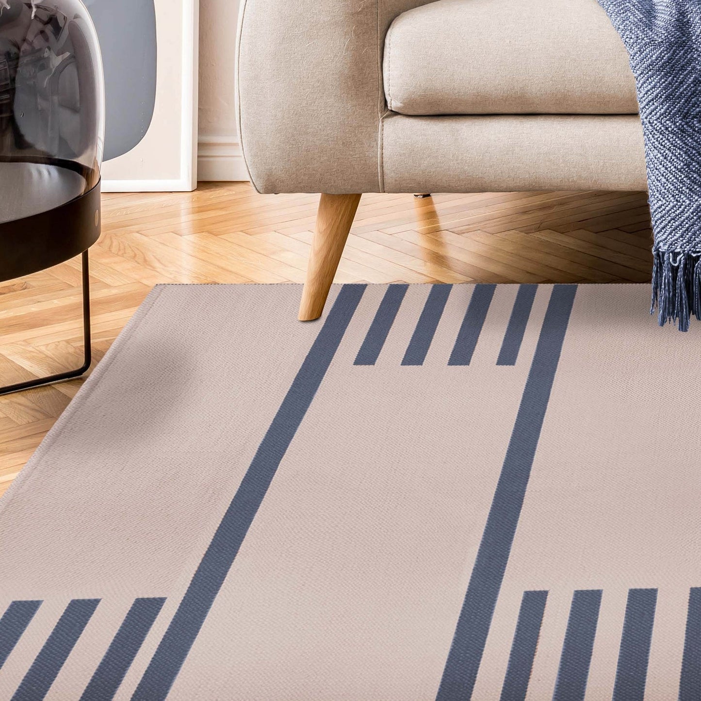 Superior Modern Line Pattern Indoor/ Outdoor Area Rug - Beige